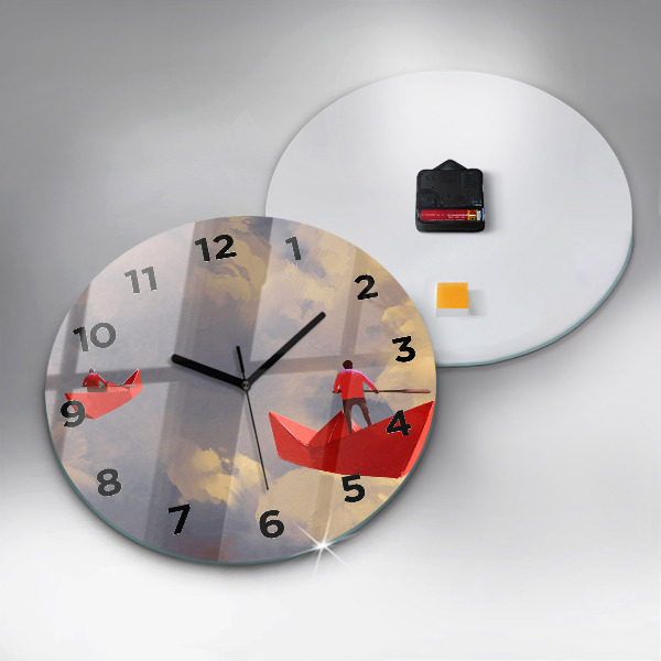 Kerek fali üvegóra Papírhajók