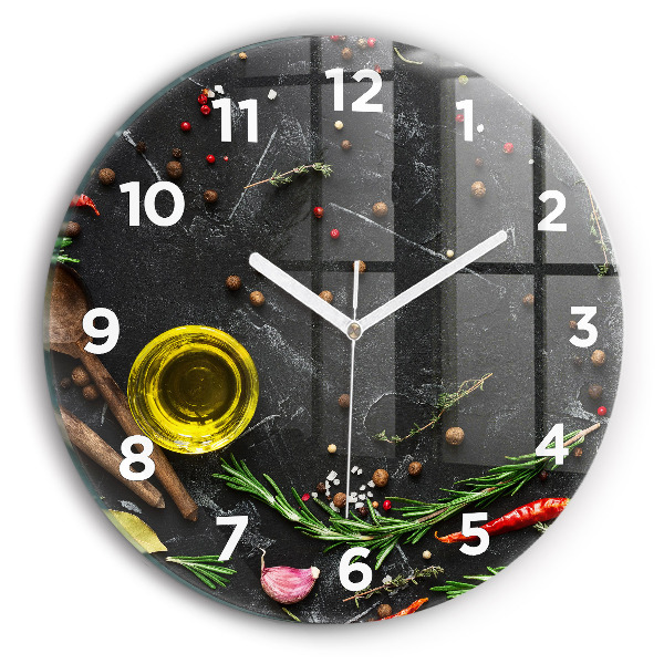 Kerek fali üvegóra Fűszerek a pulton