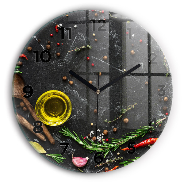 Kerek fali üvegóra Fűszerek a pulton