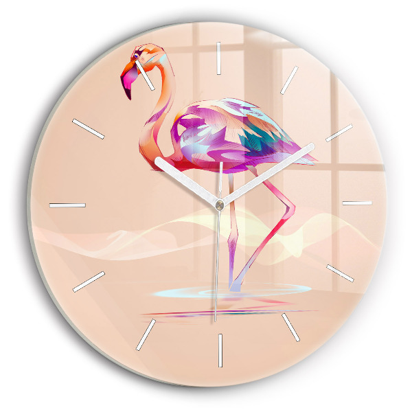 Kerek fali üvegóra Flamingo illusztráció