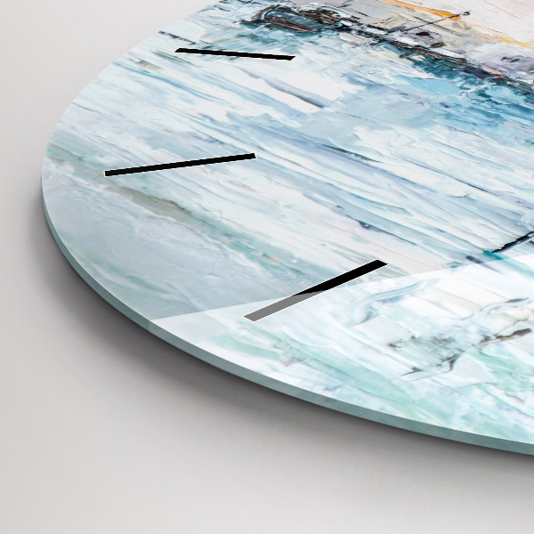 Kerek fali üvegóra Olajfestmény yacht tenger