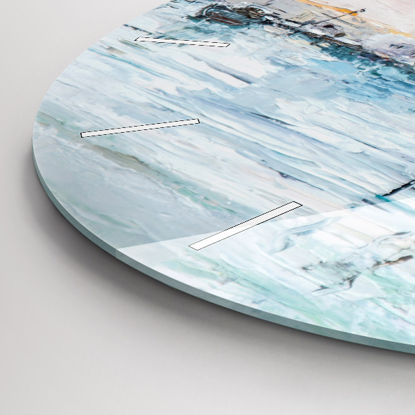 Kerek fali üvegóra Olajfestmény yacht tenger