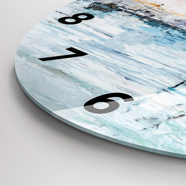 Kerek fali üvegóra Olajfestmény yacht tenger