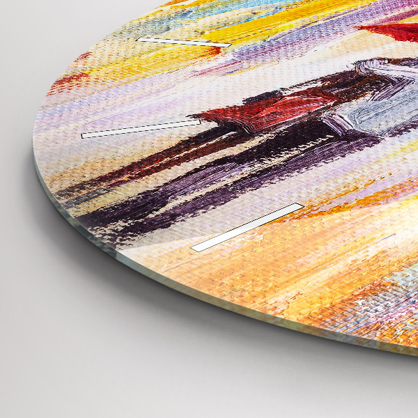 Kerek fali üvegóra Pár az esőben