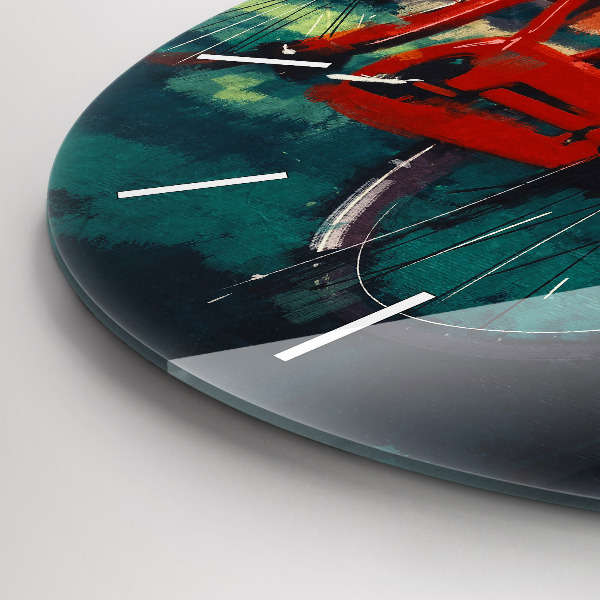 Kerek fali üvegóra Festett bicikli