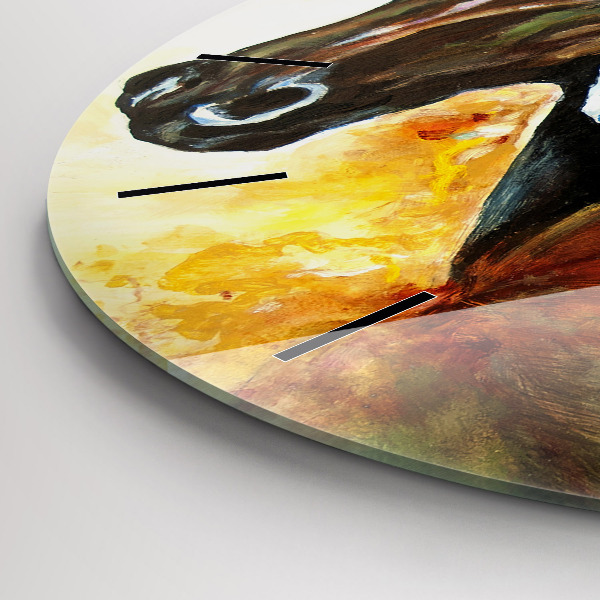 Kerek fali üvegóra Két festett ló