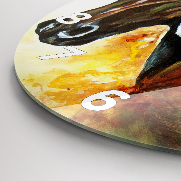 Kerek fali üvegóra Két festett ló