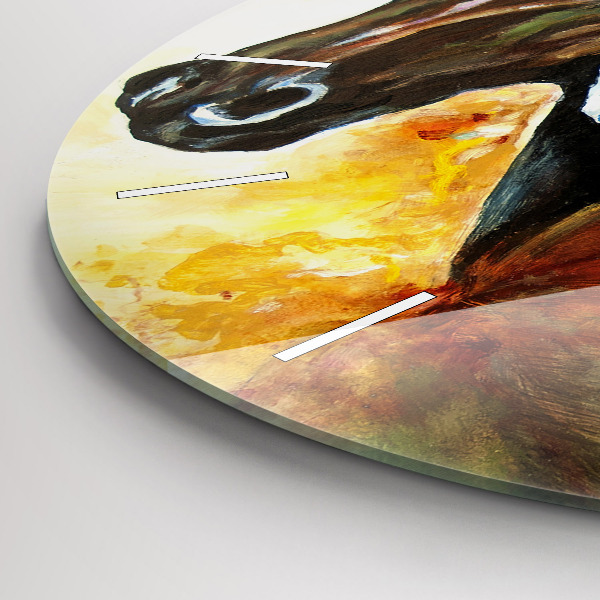 Kerek fali üvegóra Két festett ló