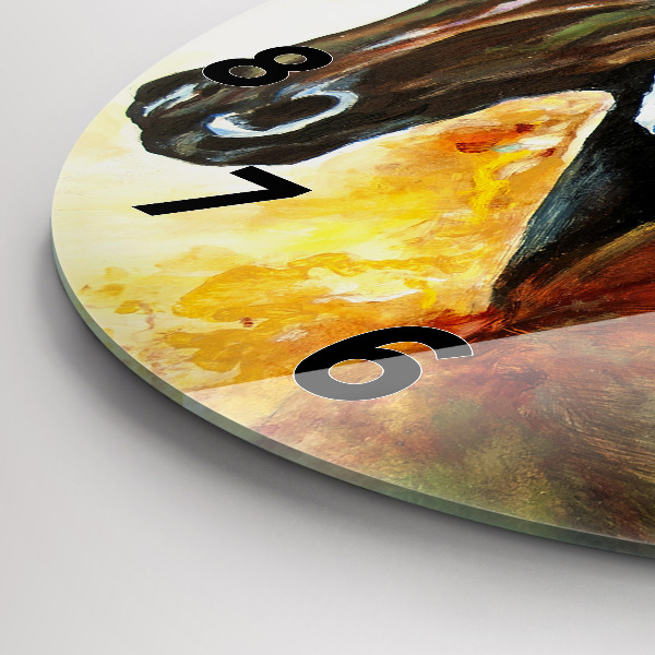 Kerek fali üvegóra Két festett ló