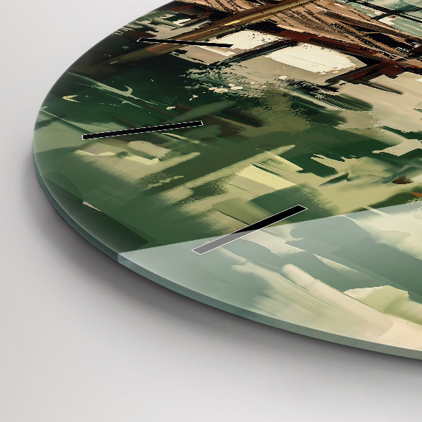 Kerek fali üvegóra Halászhajók a kikötőben