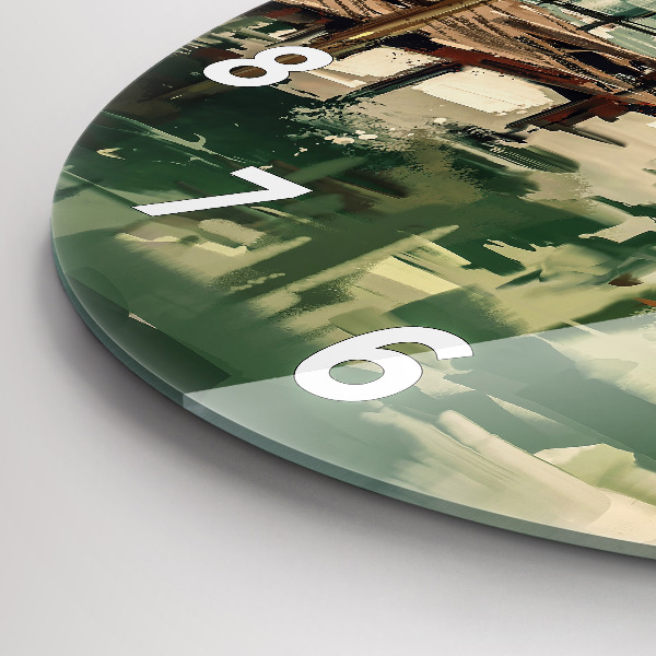 Kerek fali üvegóra Halászhajók a kikötőben