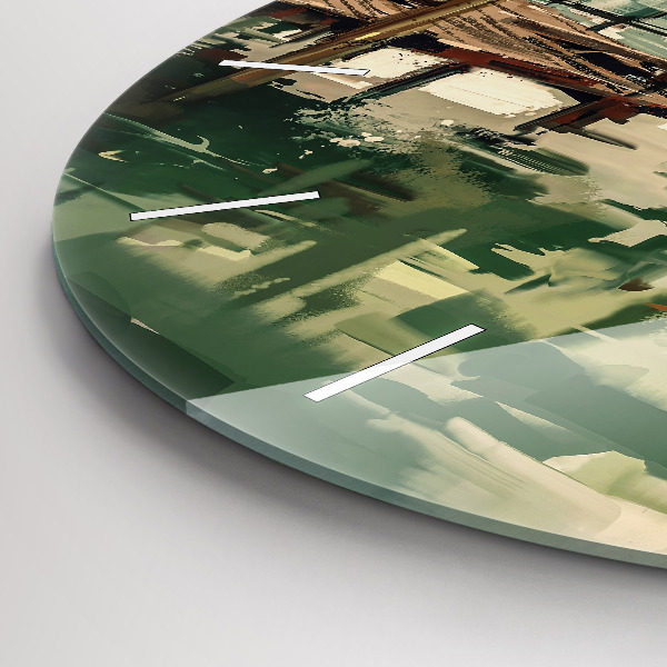 Kerek fali üvegóra Halászhajók a kikötőben