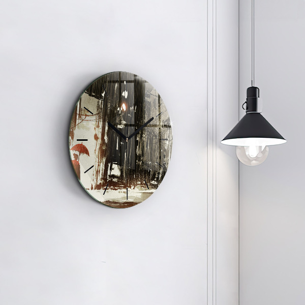 Kerek fali üvegóra Nő egy esős éjszakán