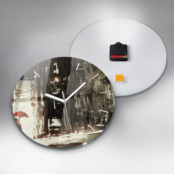 Kerek fali üvegóra Nő egy esős éjszakán