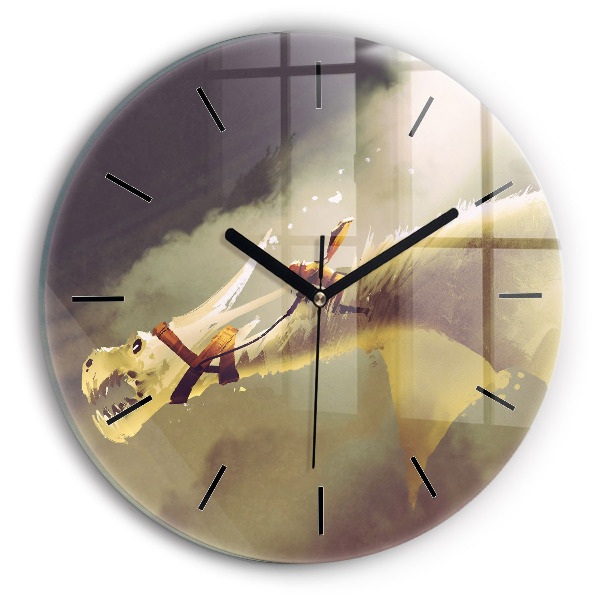 Kerek fali üvegóra Sárkánylovas illusztráció