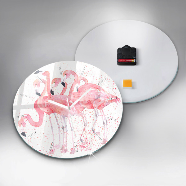 Kerek fali üvegóra Egy csomó flamingót
