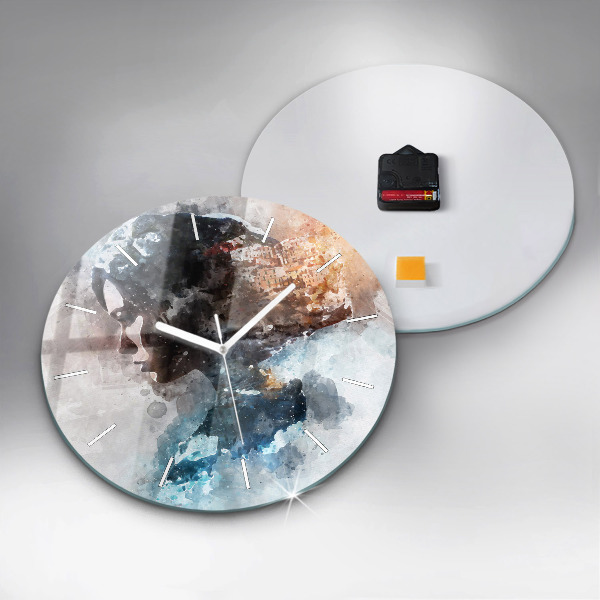 Kerek fali üvegóra Absztrakt arcok