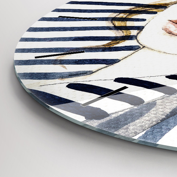 Kerek fali üvegóra Arc szemüveggel és kalappal