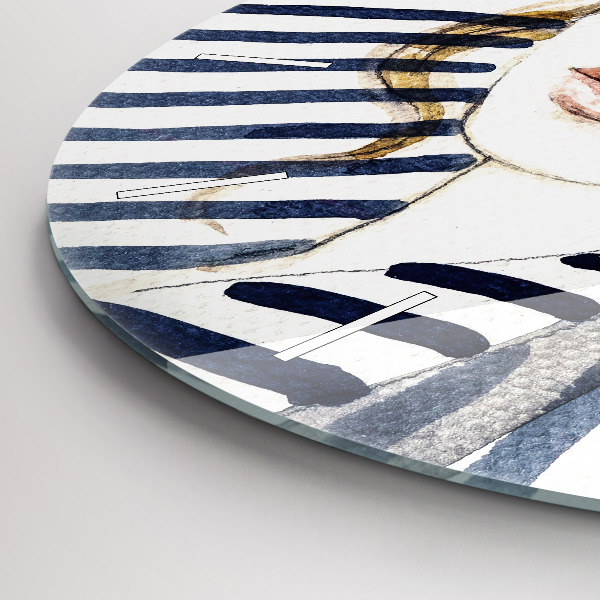 Kerek fali üvegóra Arc szemüveggel és kalappal