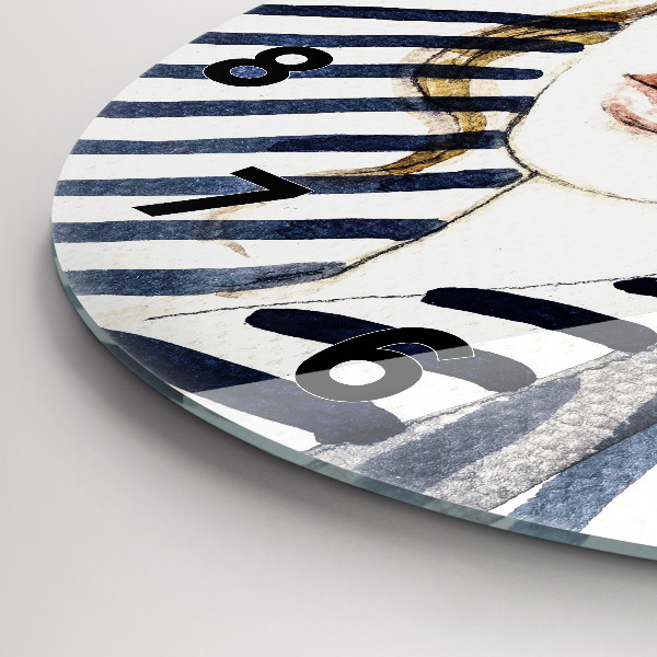 Kerek fali üvegóra Arc szemüveggel és kalappal