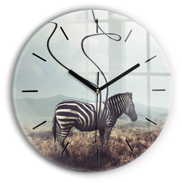 Kerek fali üvegóra Zebra – Absztrakció