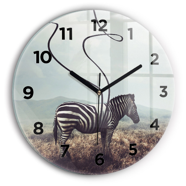 Kerek fali üvegóra Zebra – Absztrakció