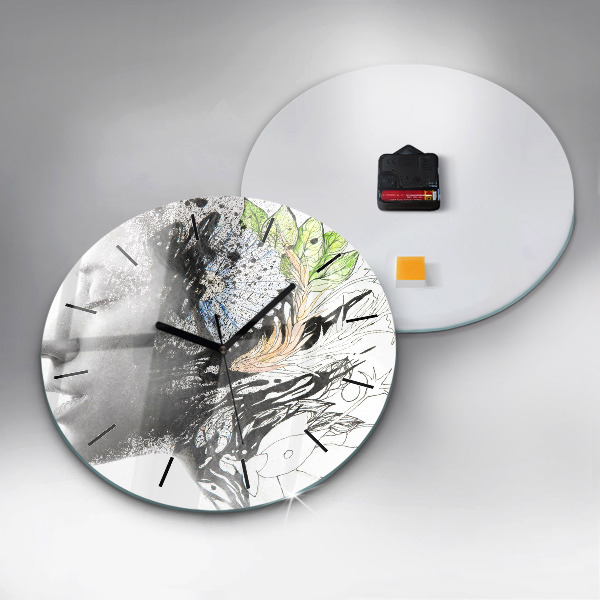 Kerek fali üvegóra Absztrakt női arc