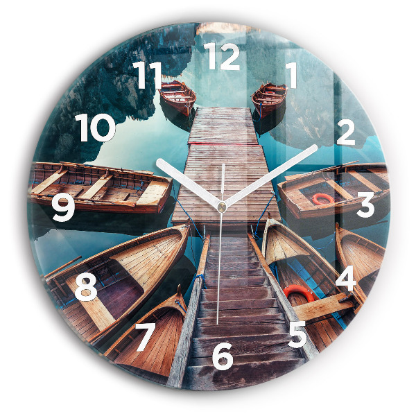 Kerek fali üvegóra Móló és tó