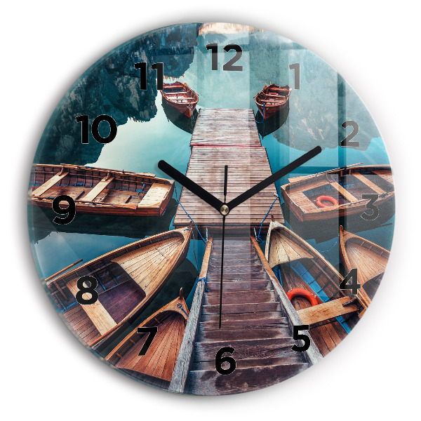 Kerek fali üvegóra Móló és tó