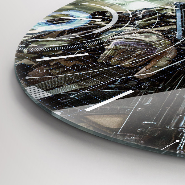 Kerek fali üvegóra Katona fegyverrel