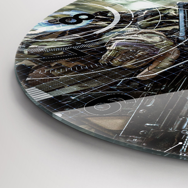 Kerek fali üvegóra Katona fegyverrel