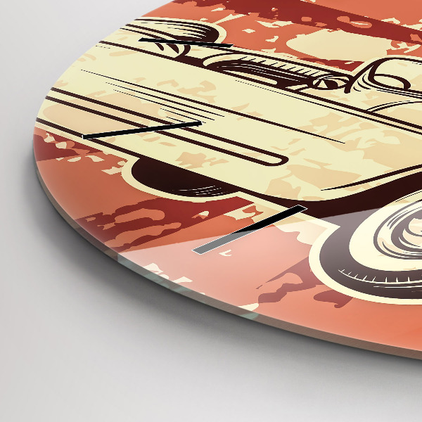 Kerek fali üvegóra Vintage Retro autó