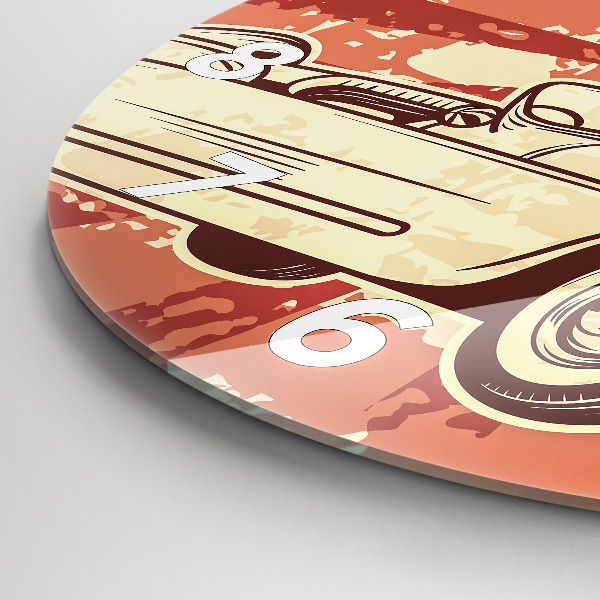 Kerek fali üvegóra Vintage Retro autó