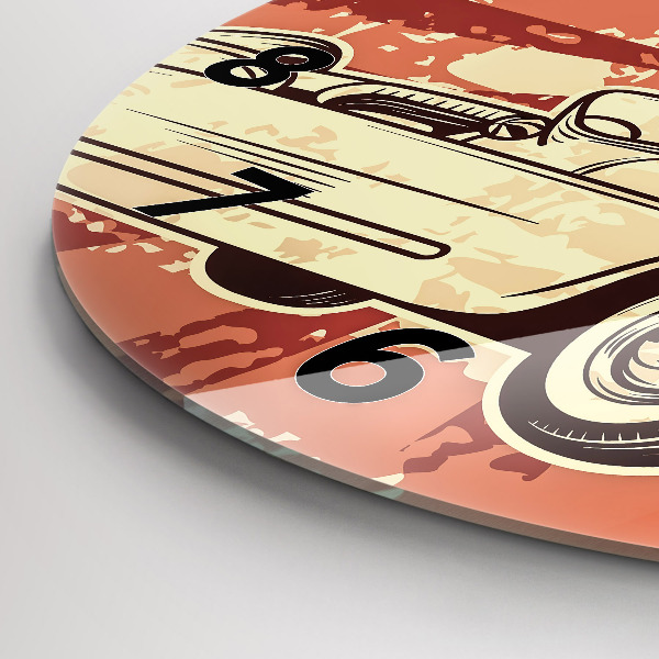 Kerek fali üvegóra Vintage Retro autó