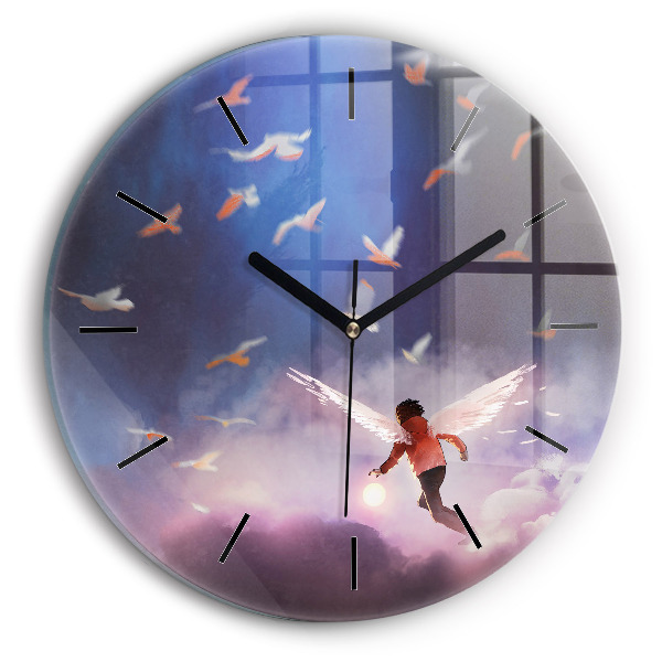 Kerek fali üvegóra Szárnyú fiú