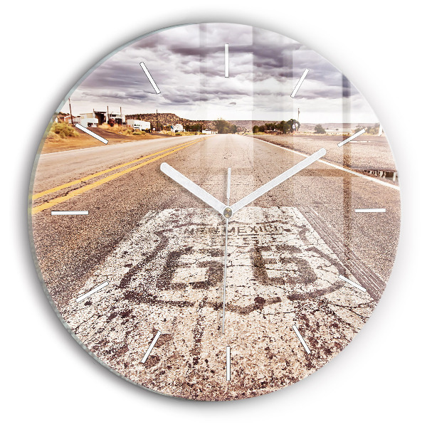 Kerek fali üvegóra Route 66 USA