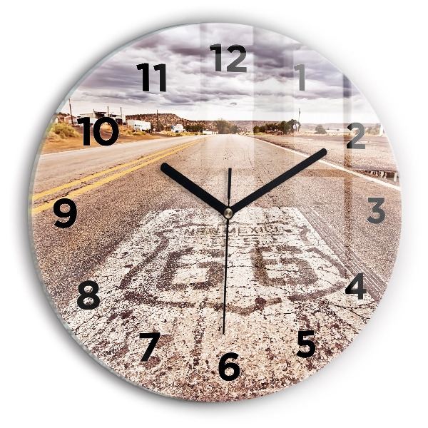 Kerek fali üvegóra Route 66 USA