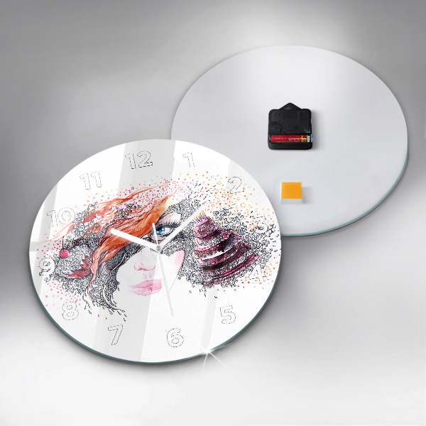 Kerek fali üvegóra Édes nő tortával