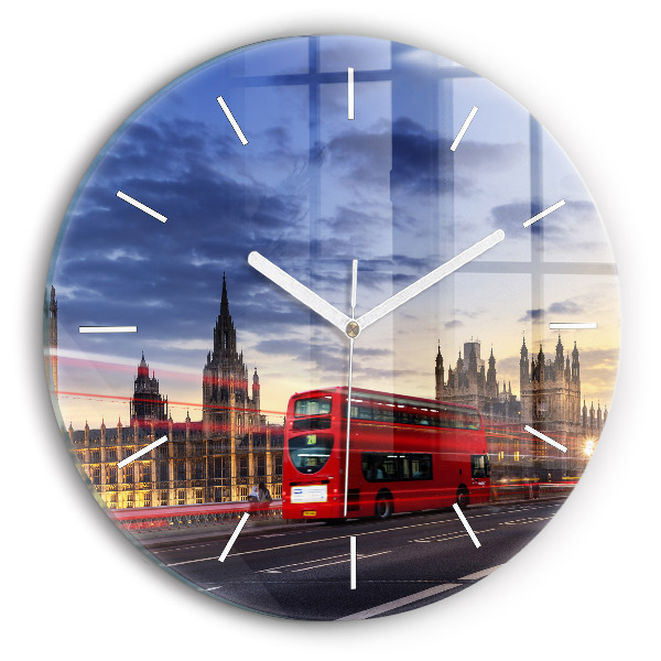 Kerek fali üvegóra Vörös londoni busz
