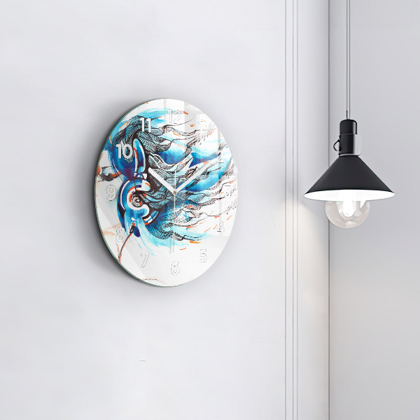 Kerek fali üvegóra Egy kézibeszélő illusztrációja