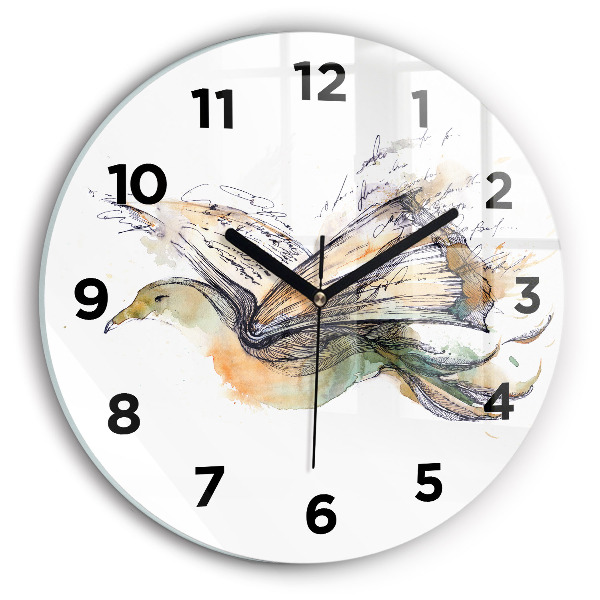 Kerek fali üvegóra A madár és a könyv