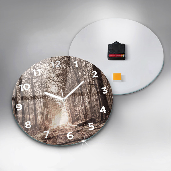 Kerek fali üvegóra Erdei ösvény szépia