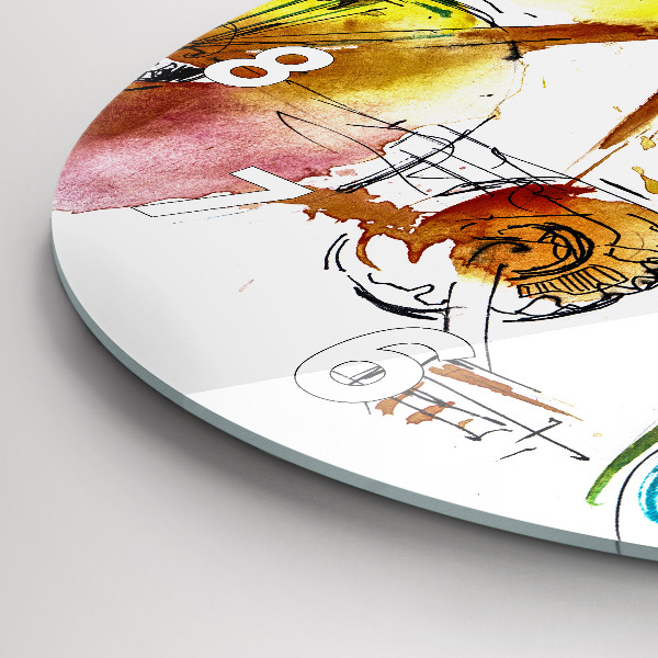 Kerek fali üvegóra Festett bicikli