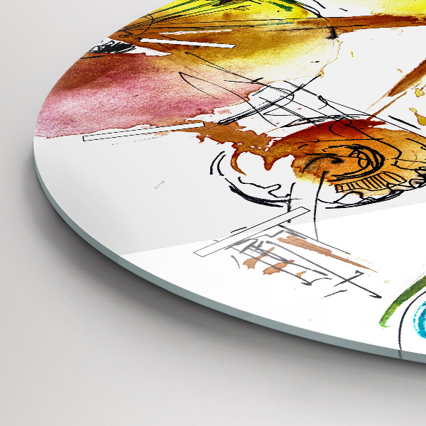 Kerek fali üvegóra Festett bicikli