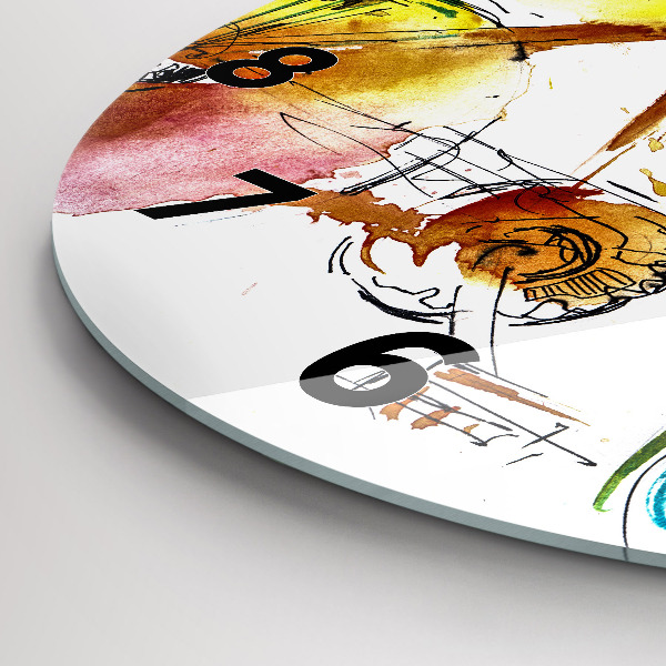 Kerek fali üvegóra Festett bicikli