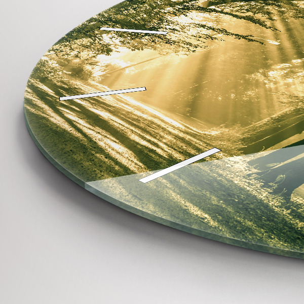 Kerek fali üvegóra Napsugarak erdő