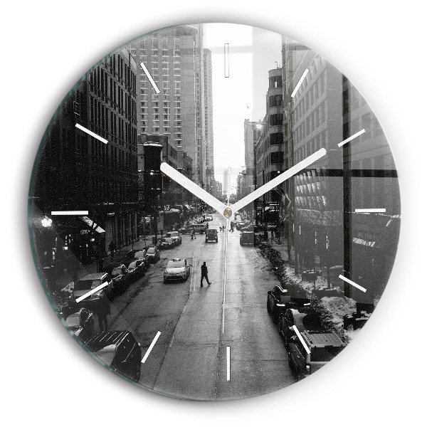 Kerek fali üvegóra Chicago City Streets