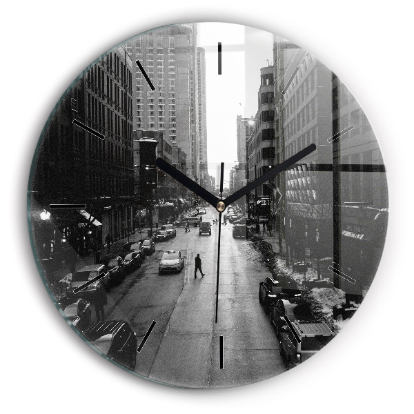 Kerek fali üvegóra Chicago City Streets