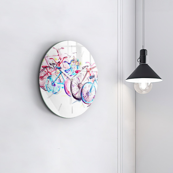 Kerek fali üvegóra Színes városi kerékpárok