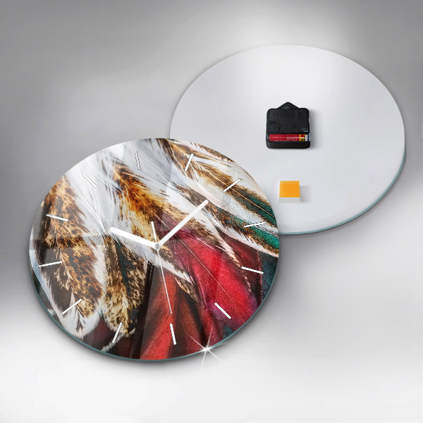 Kerek fali üvegóra Világosbarna madártollak